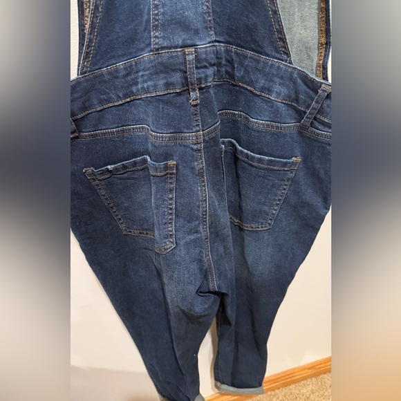 Dark Blue Jean Women's Refuge Overall Ripped Distressed Grunge Punk - Picture 9 of 13